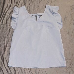 Light Gray Bow back Ruffle Sleeve Top